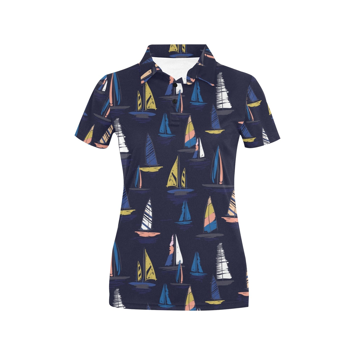 Sailing Ships Pattern Print Design A03 Women's Polo Shirt