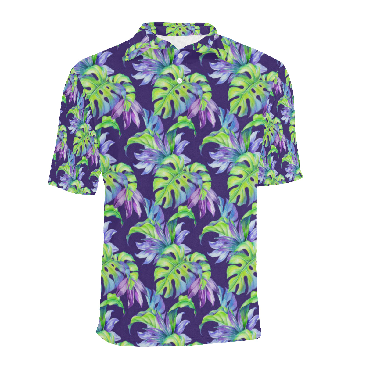 Tropical Flower Pattern Print Design TF019 Men Polo Shirt
