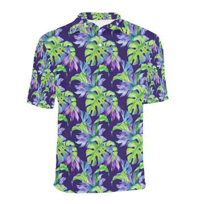 Tropical Flower Pattern Print Design TF019 Men Polo Shirt
