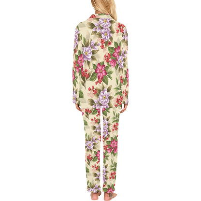 Summer Floral Pattern Print Design SF08 Women's Long Pajama Set