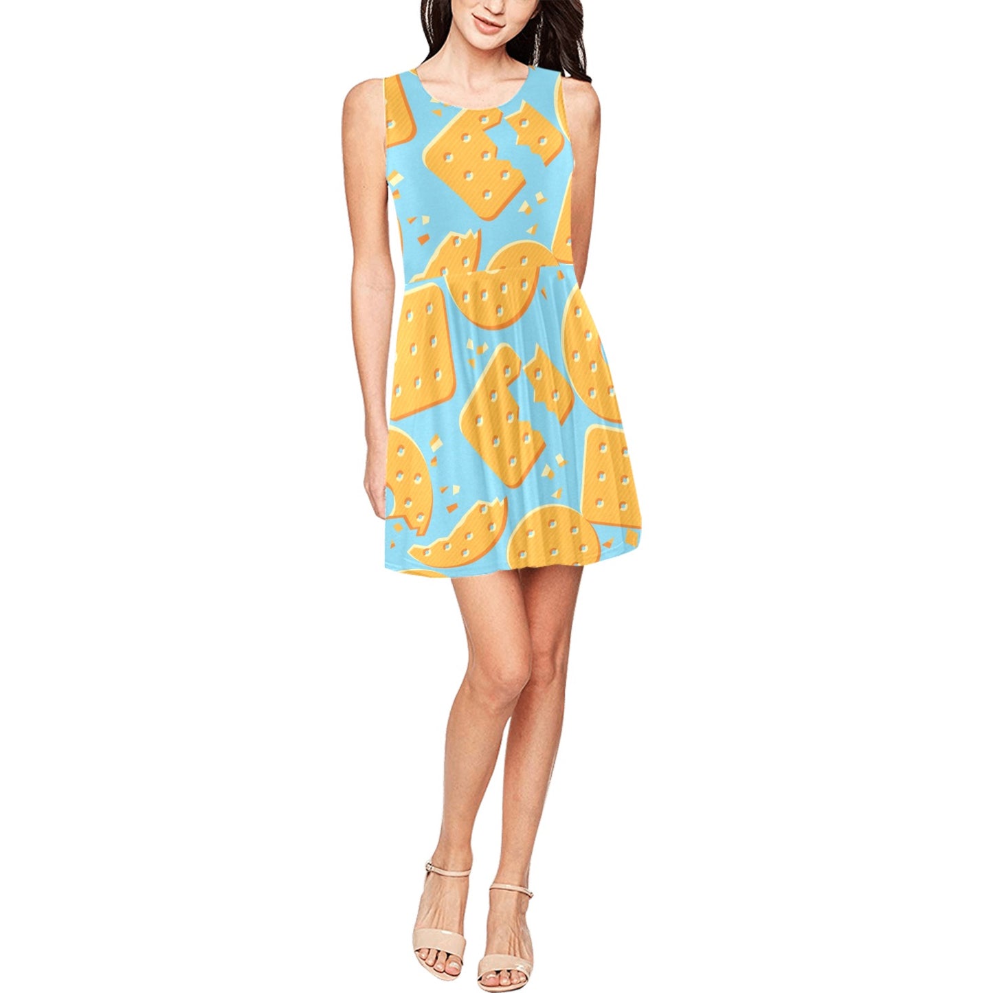 Cracker Pattern Print Design 02 Sleeveless Dress