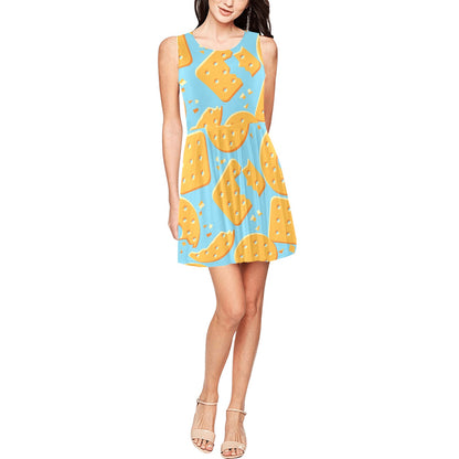 Cracker Pattern Print Design 02 Sleeveless Dress