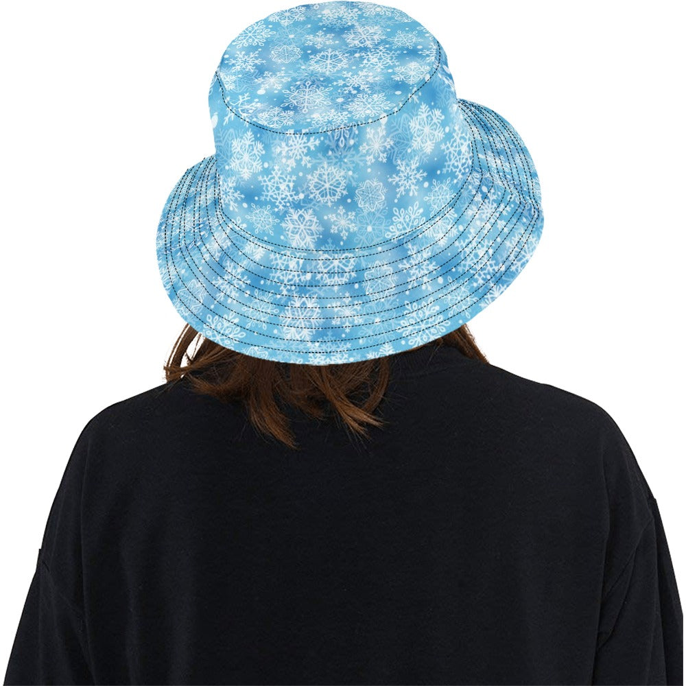 Snowflake Blue Print Design LKS301 Unisex Bucket Hat