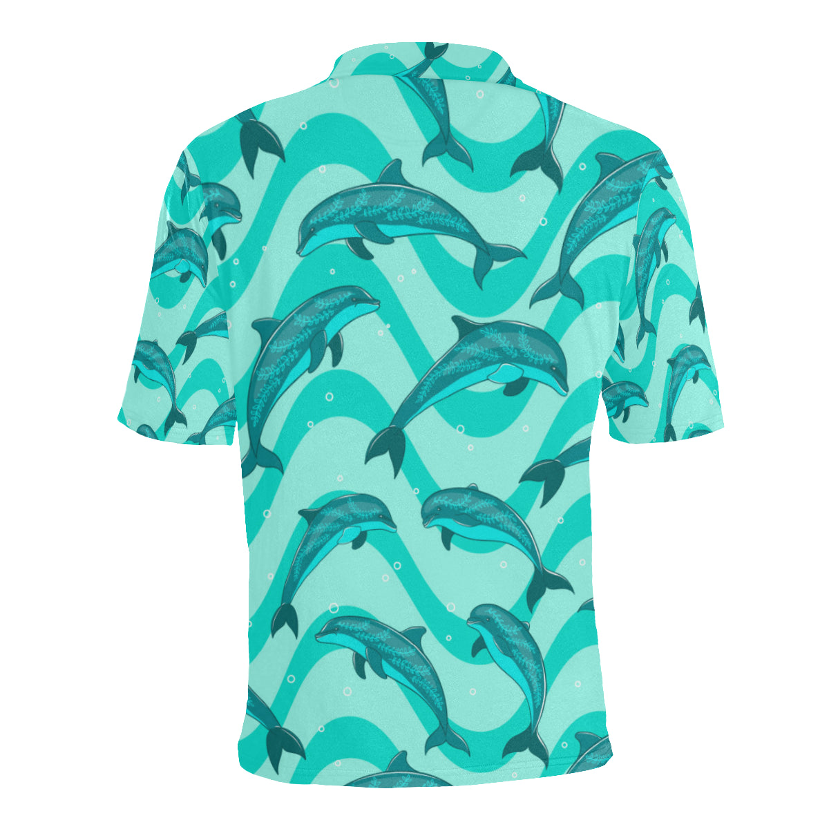 Dolphin Wave Print Men Polo Shirt