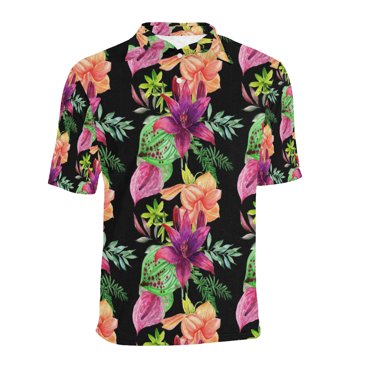 Amaryllis Pattern Print Design AL09 Men Polo Shirt
