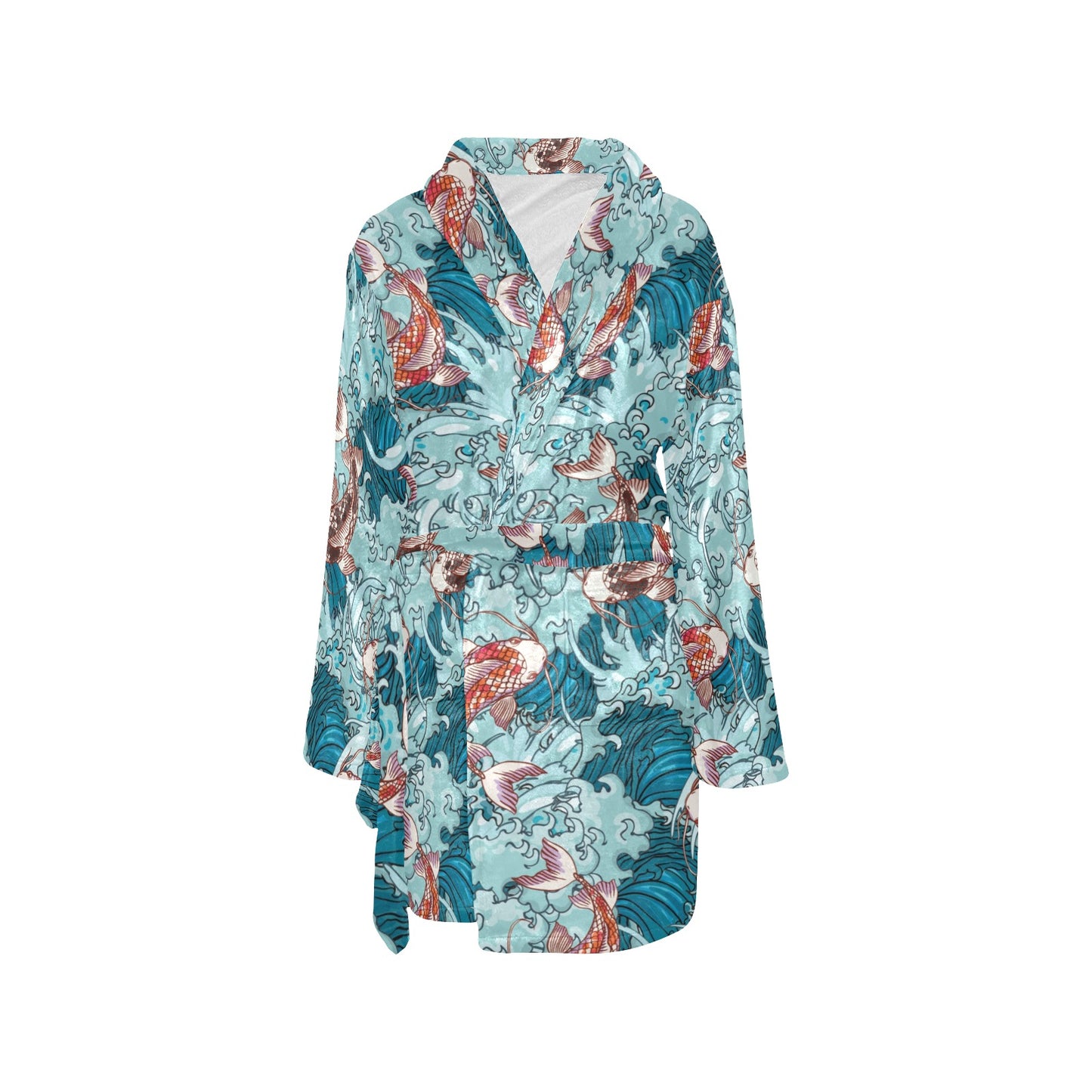 KOI Fish Pattern Print Design 05 Women's Fleece Robe