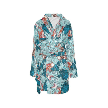 KOI Fish Pattern Print Design 05 Women's Fleece Robe