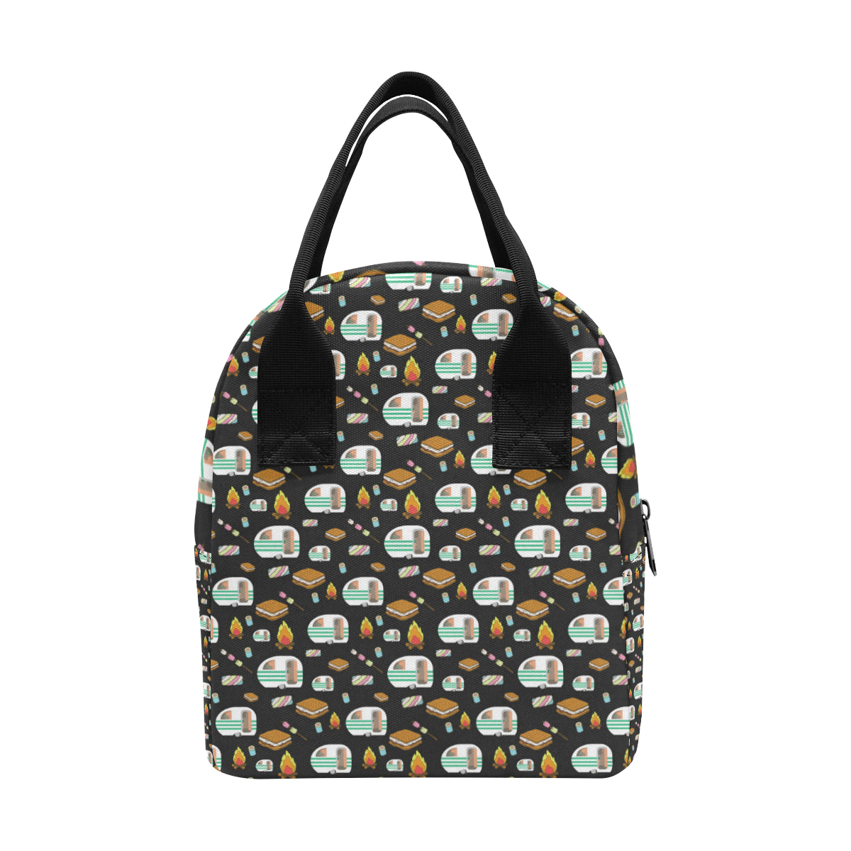 Camper marshmallow Camping Design Print Insulated Lunch Bag