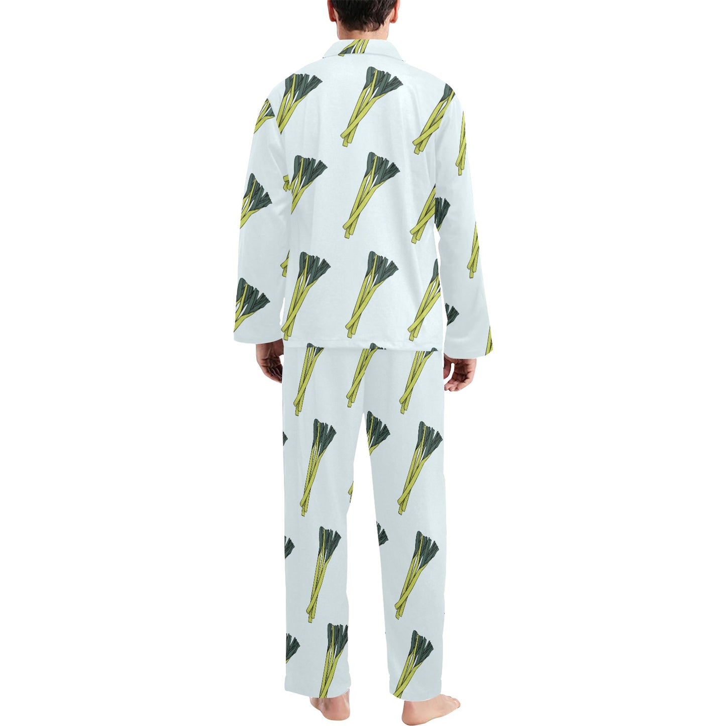 Leek Pattern Print Design 03 Men's Long Pajama Set