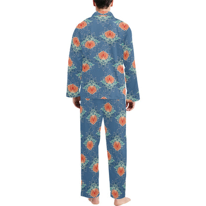 lotus Boho Pattern Print Design LO07 Men's Long Pajama Set