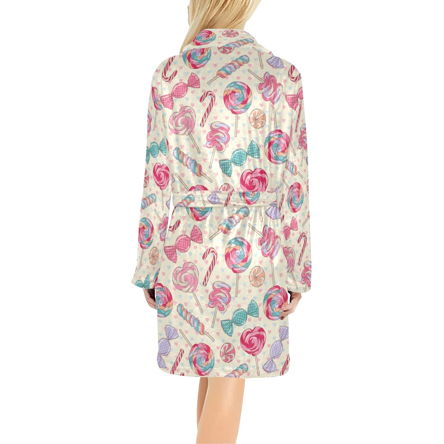 Candy Pattern Print Design CA04 Women's Fleece Robe