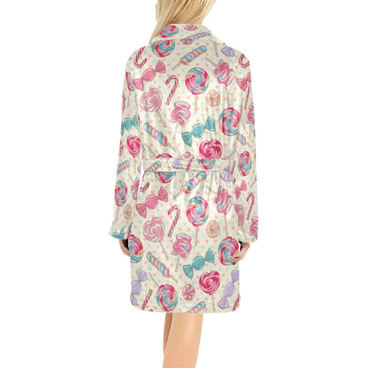 Candy Pattern Print Design CA04 Women's Fleece Robe