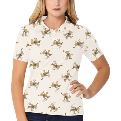 Cowboy Pattern Print Design 01 Women's Polo Shirt