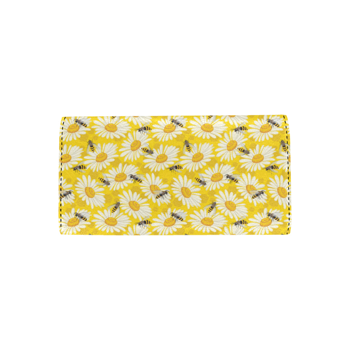 Bee Daisy Pattern Print Design 06 Women's Trifold Wallet