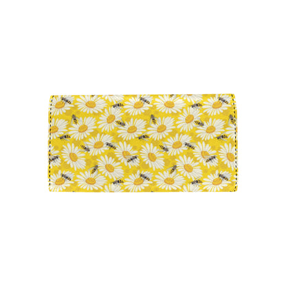 Bee Daisy Pattern Print Design 06 Women's Trifold Wallet