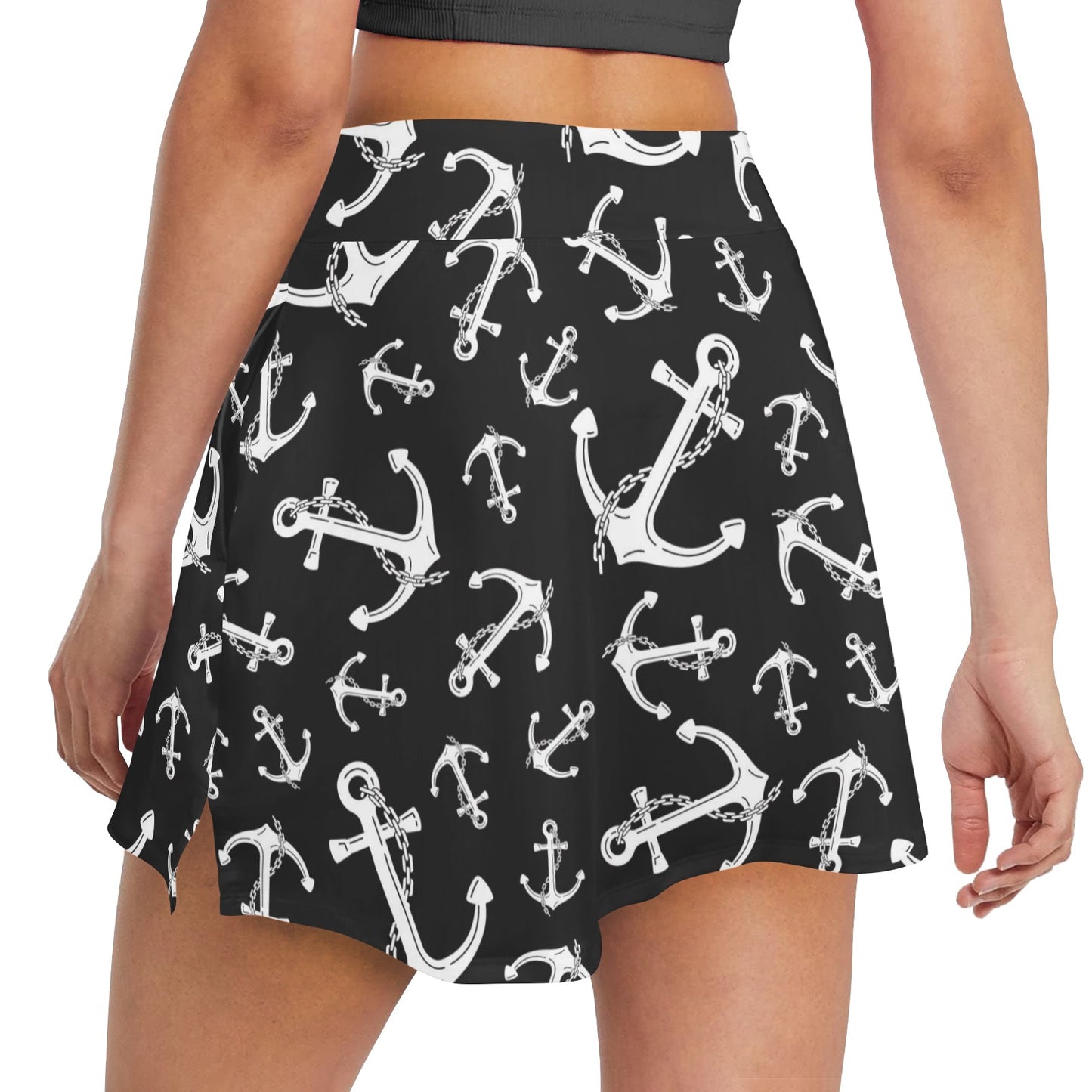 Anchor Black White 17" Golf & Pickleball Skort with Pockets