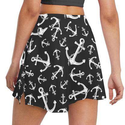 Anchor Black White 17" Golf & Pickleball Skort with Pockets
