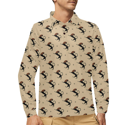 Ancient Greek Print Design LKS3011 Long Sleeve Polo Shirt For Men's