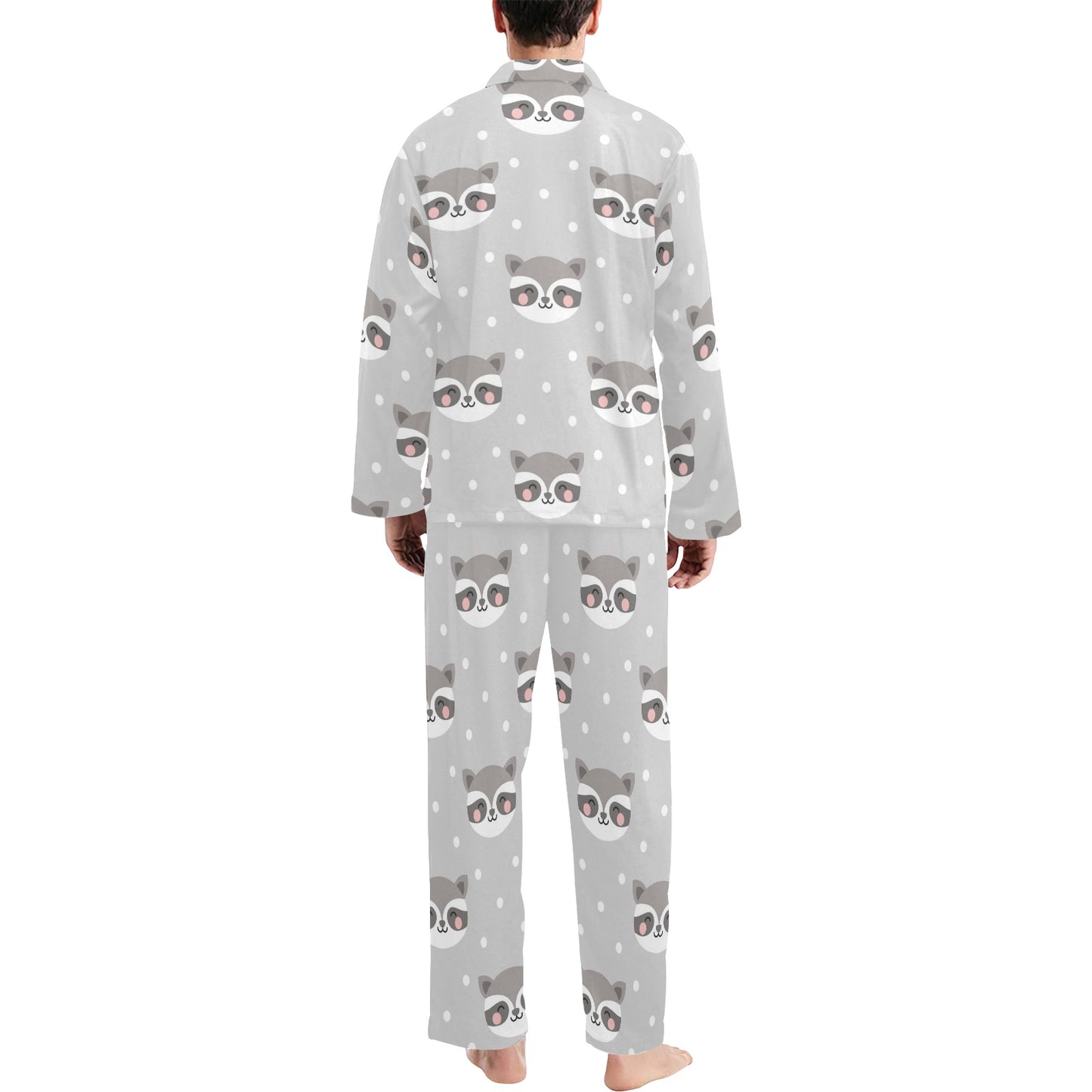 Raccoon Pattern Print Design A04 Men's Long Pajama Set