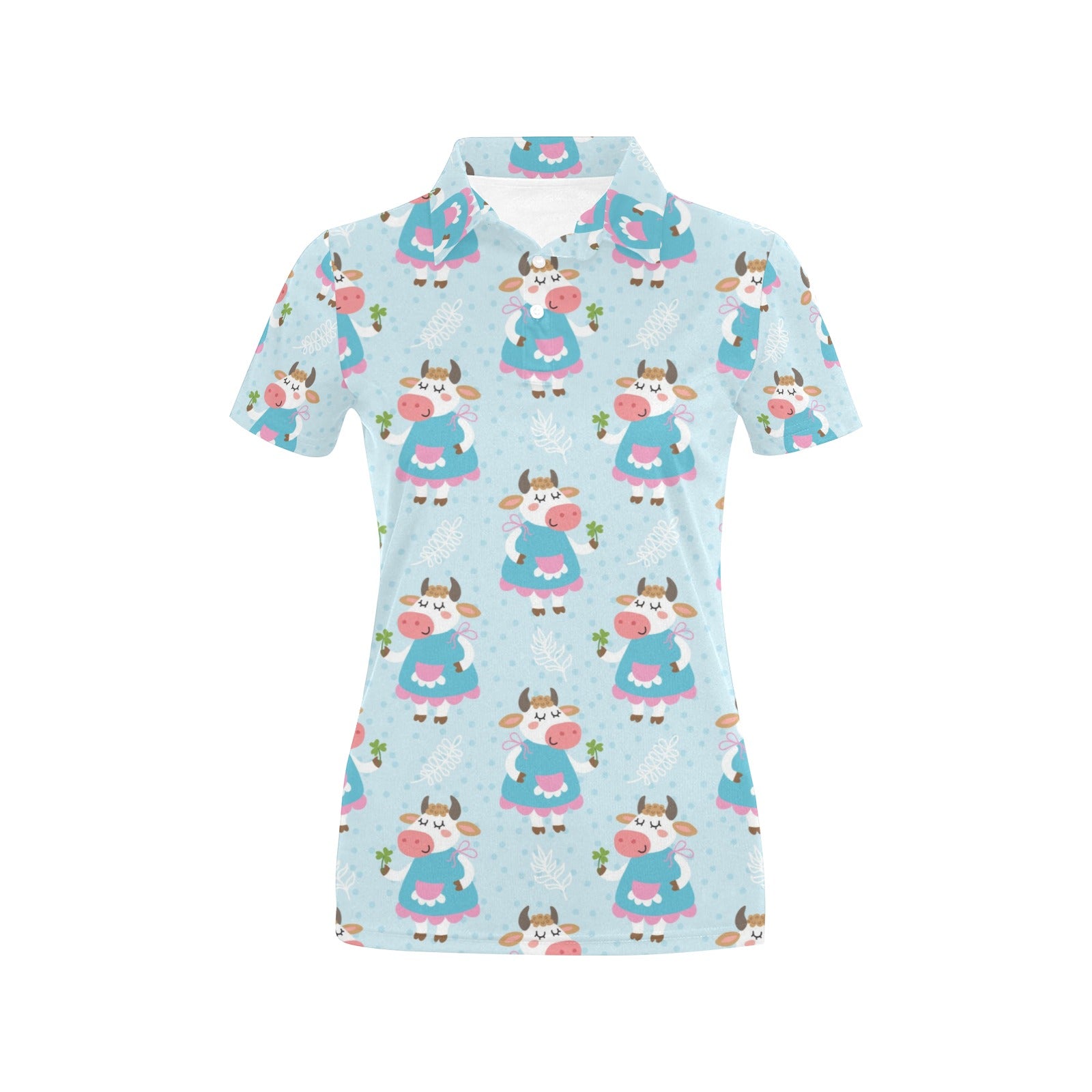 Cattle Happy Pattern Print Design 03 Women's Polo Shirt