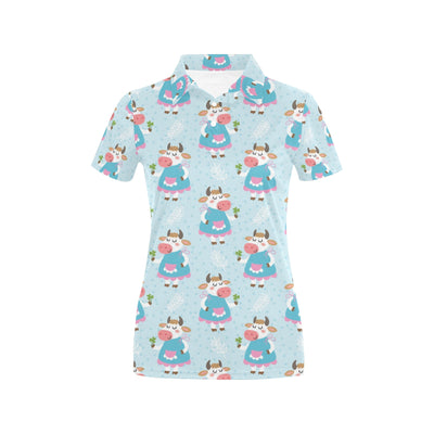 Cattle Happy Pattern Print Design 03 Women's Polo Shirt