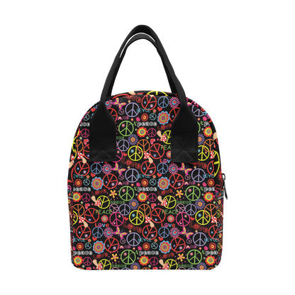 Peace Sign Colorful Design Print Insulated Lunch Bag