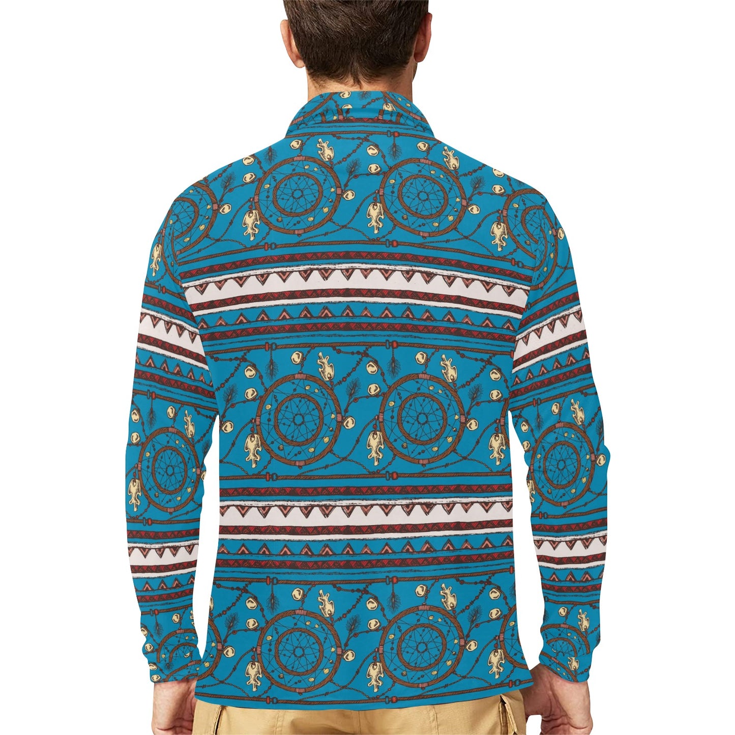 Dream catcher aztec Long Sleeve Polo Shirt For Men's