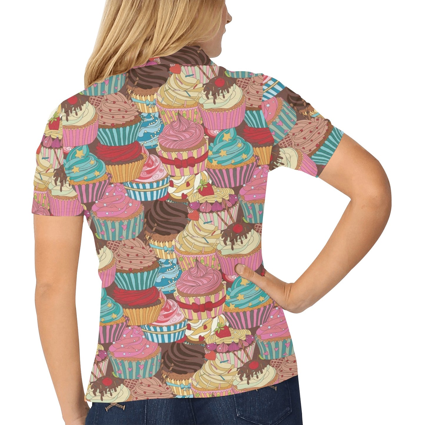 Cupcake Pattern Print Design CP01 Women's Polo Shirt