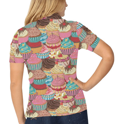 Cupcake Pattern Print Design CP01 Women's Polo Shirt