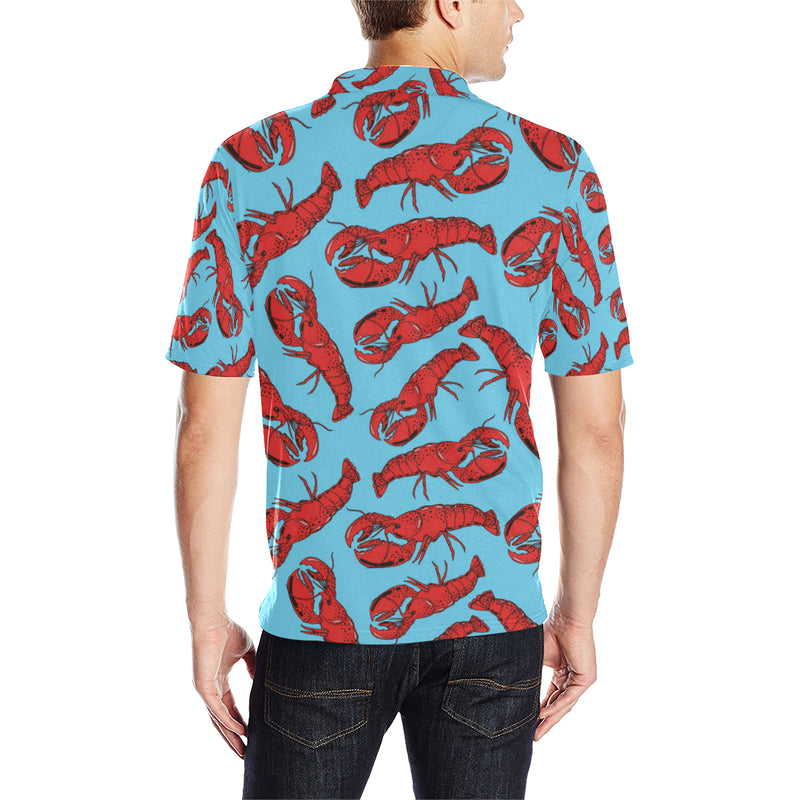 Lobster Red Pattern Print Design 03 Men Polo Shirt