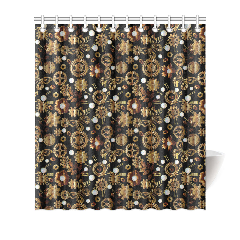 Steampunk Butterfly Design Themed Print Shower Curtain