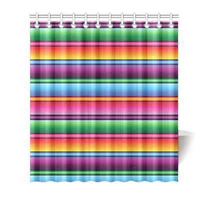 Mexican Blanket Colorful Print Pattern Shower Curtain
