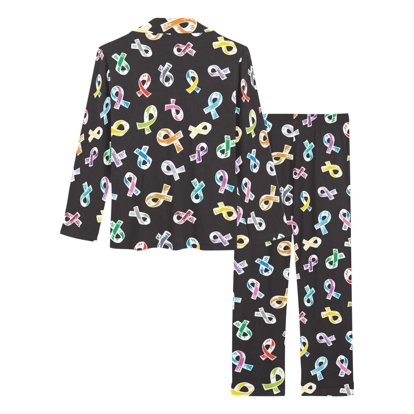 Cancer Awareness Pattern Print Design 02 Women's Long Pajama Set