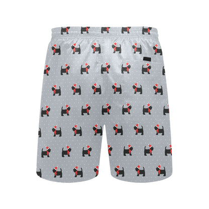 Scottish Christmas Themed Terriers Print Design LKS3018 Men's Swim Trunks Beach Shorts