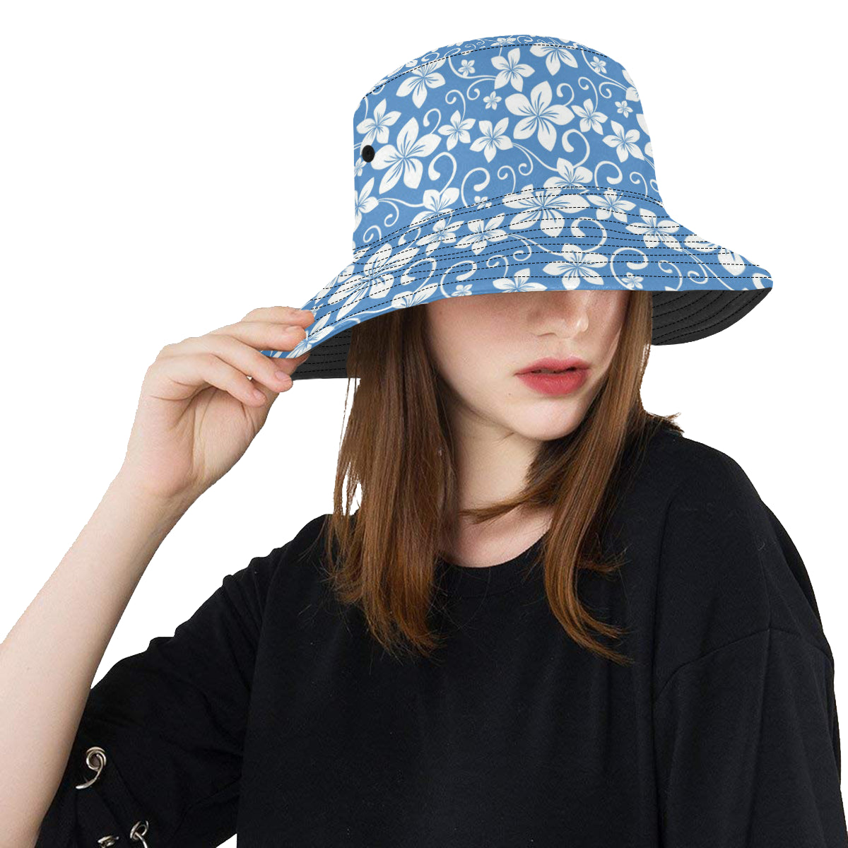 Hibiscus Pattern Print Design HB09 Unisex Bucket Hat