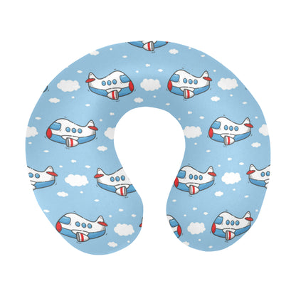 Airplane Cartoon Pattern Print Design 07 U-Shaped Travel Neck Pillow