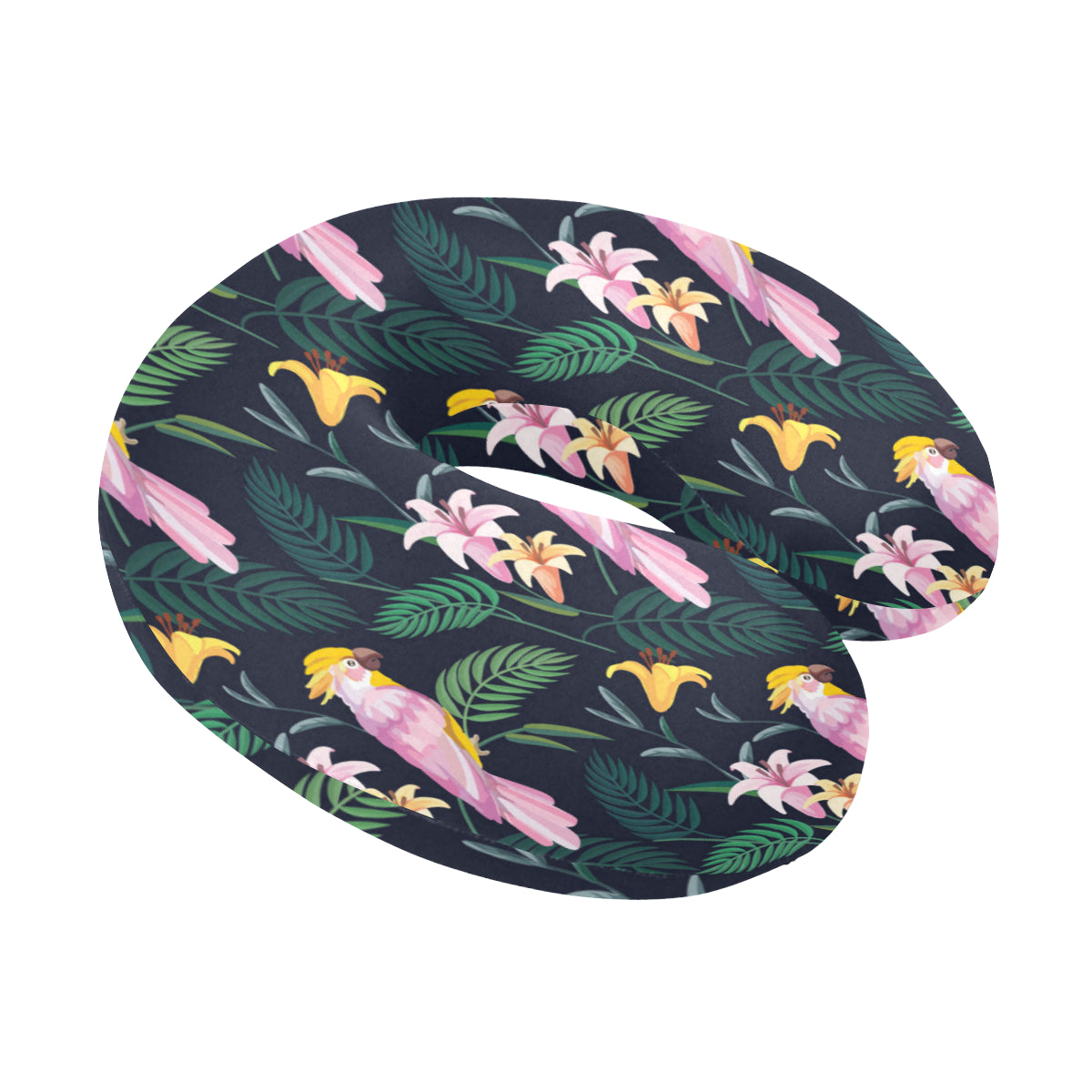 Cockatoo Pattern Print Design 03 U-Shaped Travel Neck Pillow