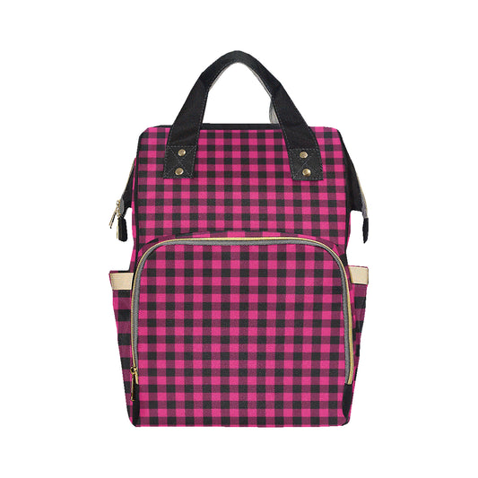 Pink Tartan Plaid Pattern Diaper Bag Backpack
