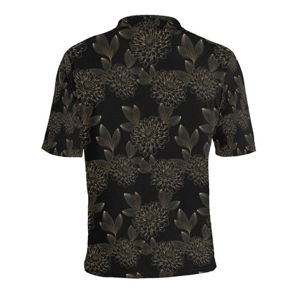 Dahlia Pattern Print Design DH04 Men Polo Shirt