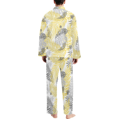 Palm Leaves Pattern Print Design PL012 Men's Long Pajama Set