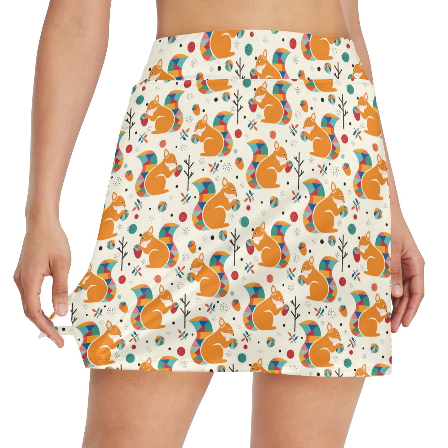 Squirrel Print Design LKS304 17" Golf & Pickleball Skort with Pockets