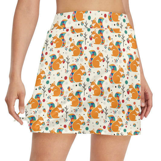 Squirrel Print Design LKS304 17" Golf & Pickleball Skort with Pockets