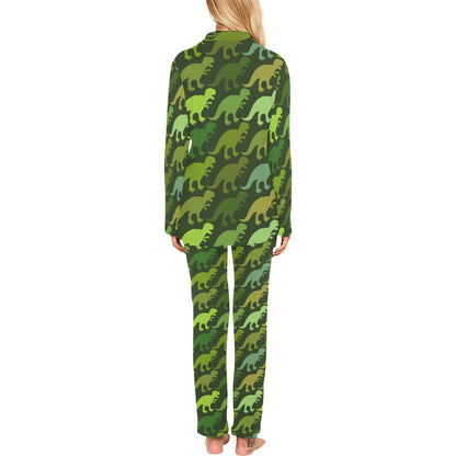 T Rex Pattern Print Design A03 Women's Long Pajama Set