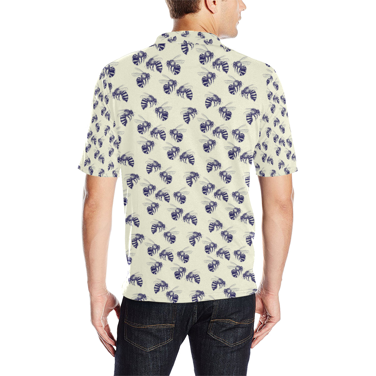 Bee Pattern Print Design 02 Men Polo Shirt
