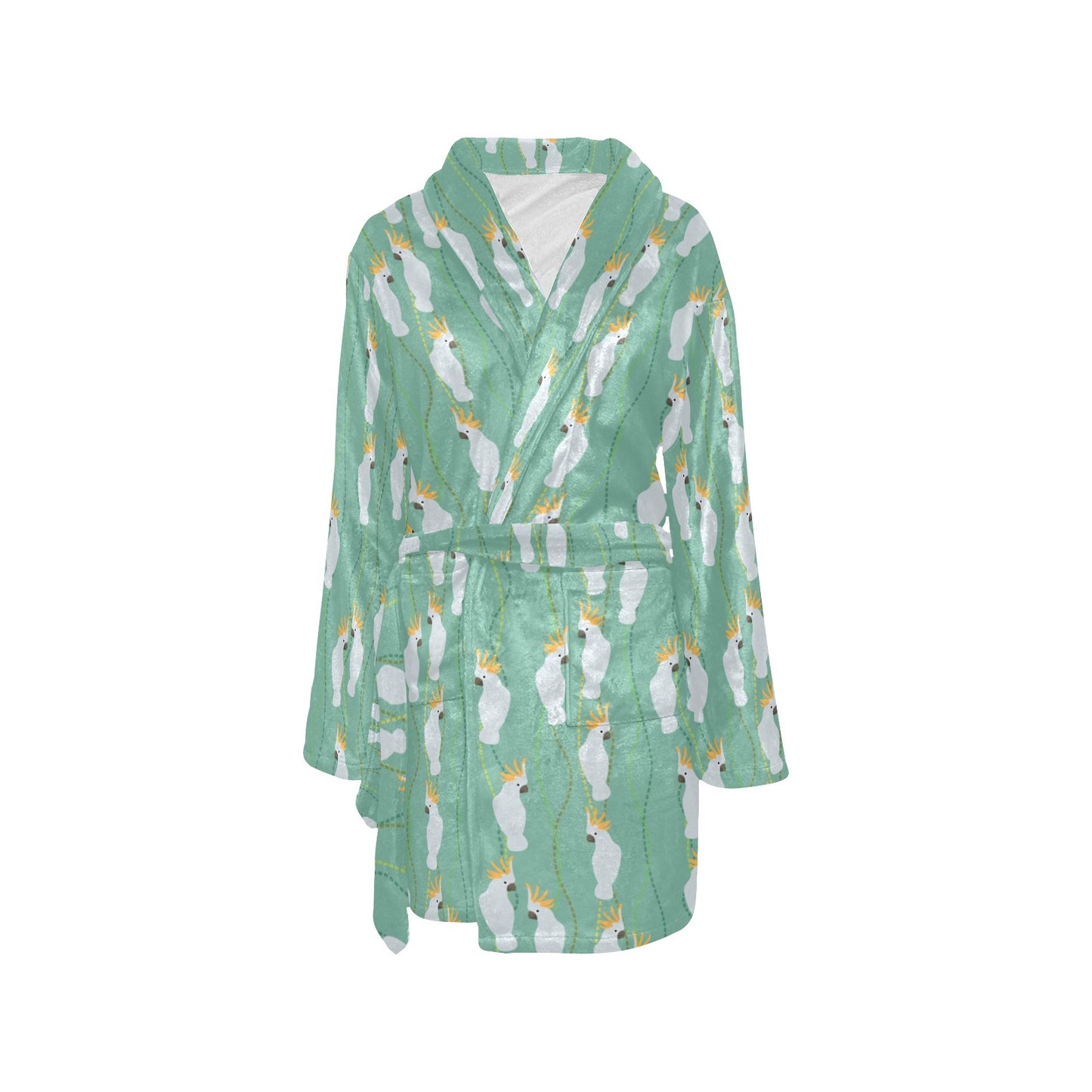 Cockatoo Pattern Print Design 01 Women's Fleece Robe
