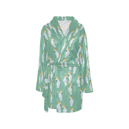 Cockatoo Pattern Print Design 01 Women's Fleece Robe
