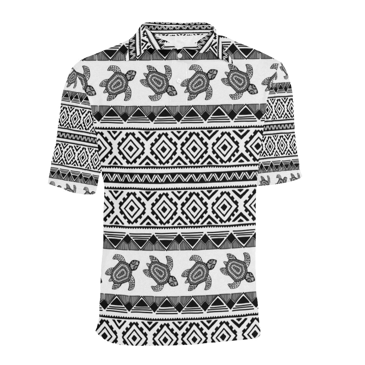 Sea Turtle Tribal Aztec Men Polo Shirt