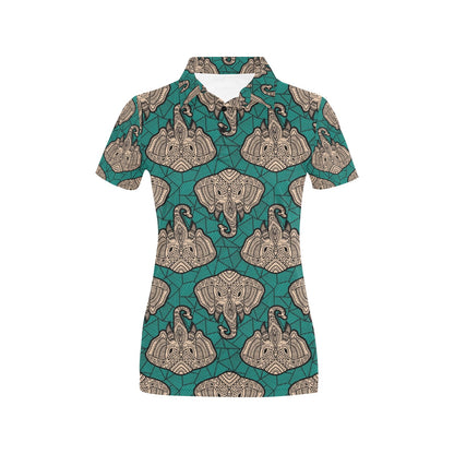 Boho Head Elephant Women's Polo Shirt