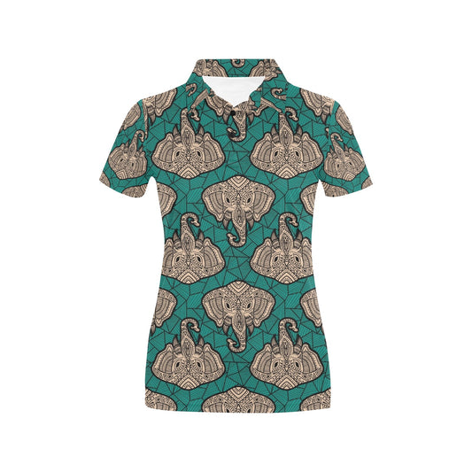 Boho Head Elephant Women's Polo Shirt