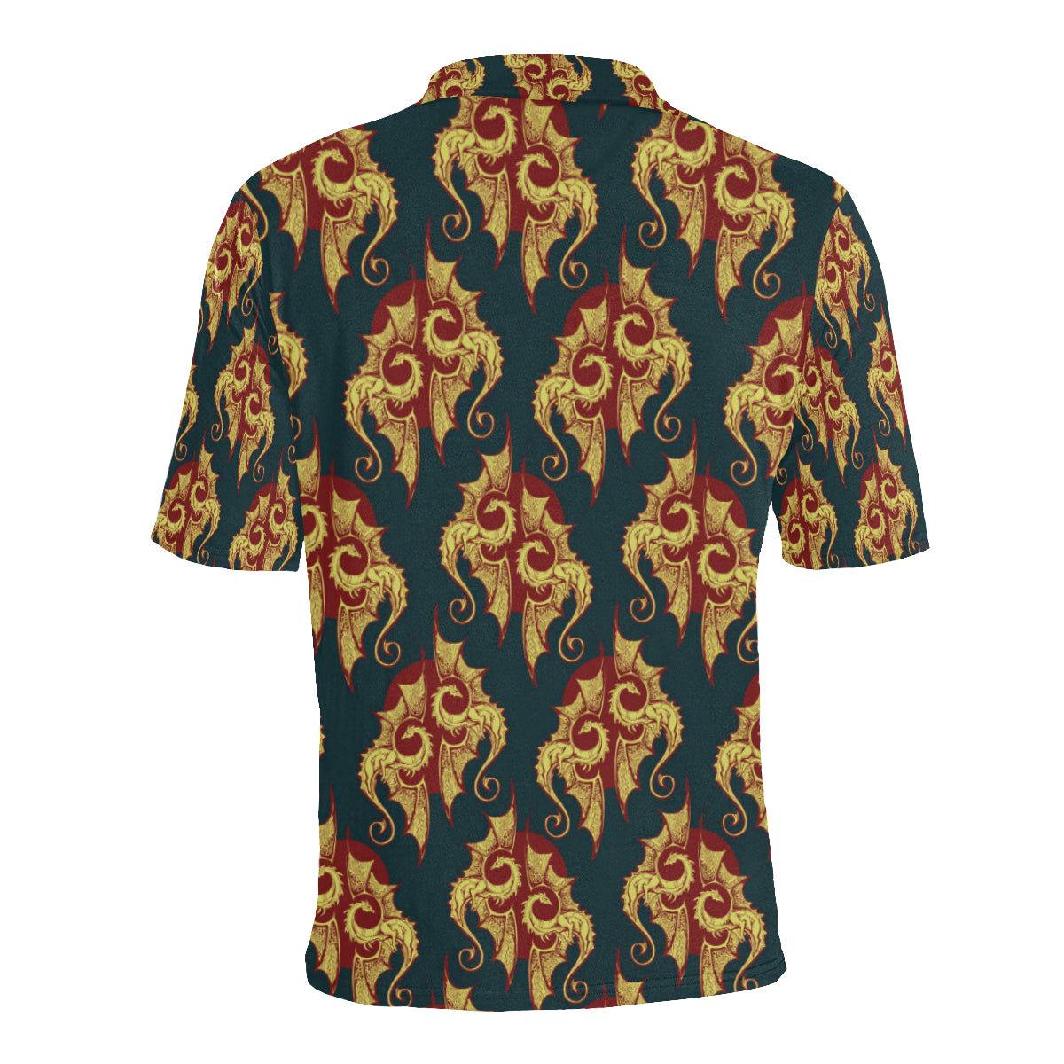 Dragons Gold Design Pattern Men Polo Shirt